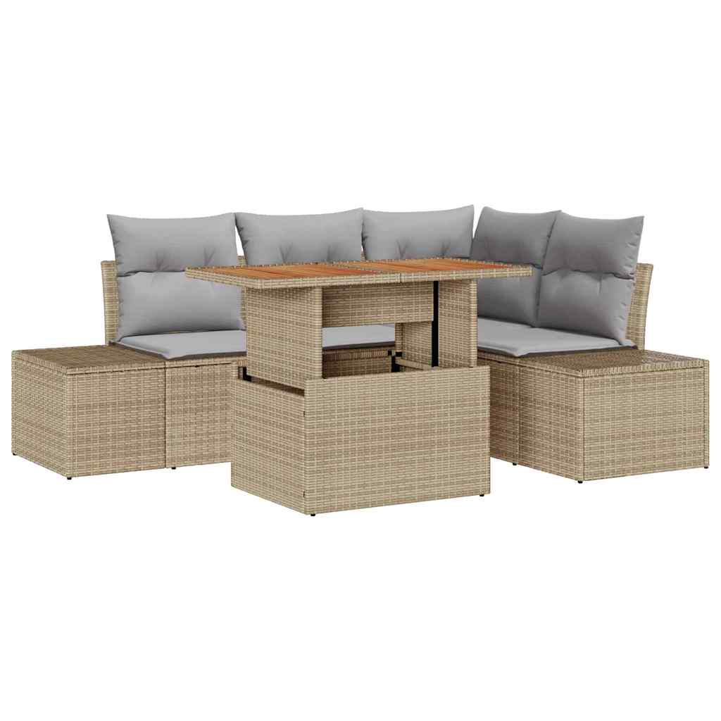 Tuinbankenset 5 st Beige en Grijs