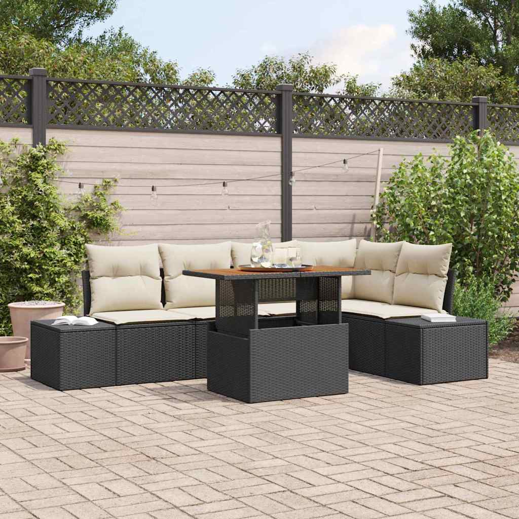 Tuinbankenset 6 st Zwart en Crème