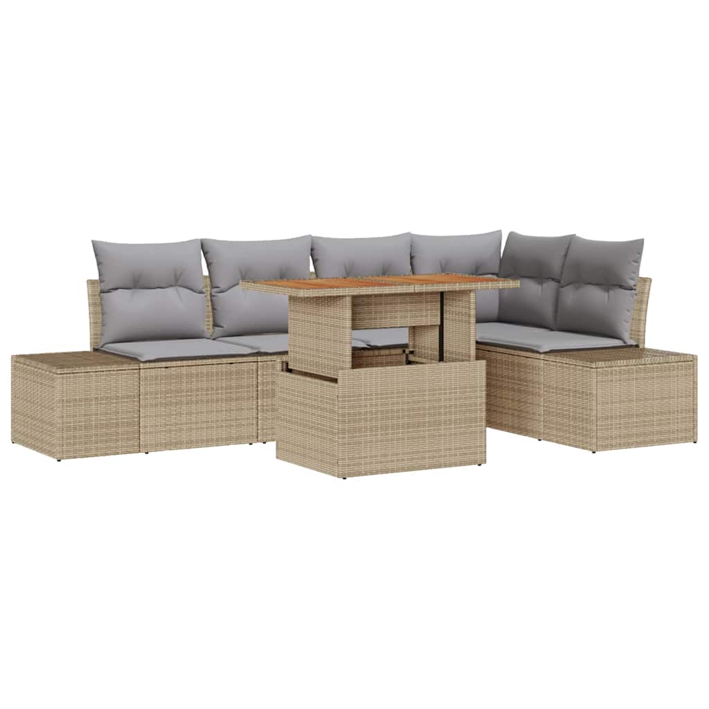 Tuinbankenset 6 st Beige poly rattan