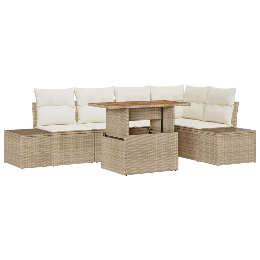 Tuinbankenset 6 st Beige poly rattan