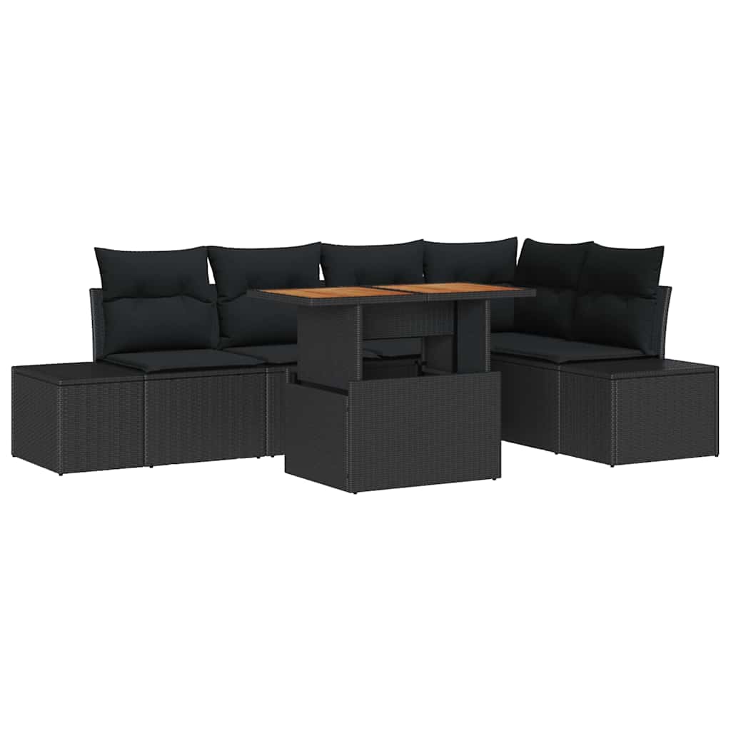 Tuinbankenset 6 st Zwart poly rattan