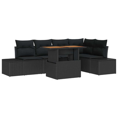Tuinbankenset 6 st Zwart poly rattan