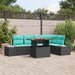 Tuin Sofa Set 6 st 5-Aantal zitplaatsen Zwart en Blauwgroen