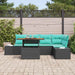Tuin Sofa Set 6 st 5-Aantal zitplaatsen Zwart en Blauwgroen