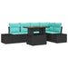 Tuin Sofa Set 6 st 5-Aantal zitplaatsen Zwart en Blauwgroen