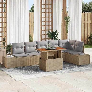 Tuinbankenset 7 st Beige en Grijs