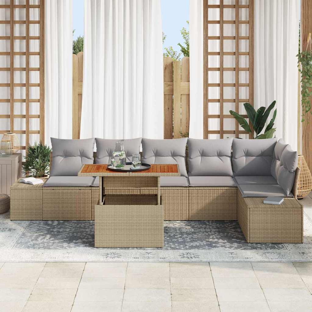 Tuinbankenset 7 st Beige en Grijs