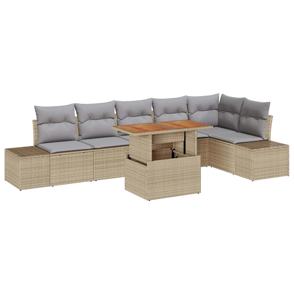 Tuinbankenset 7 st Beige en Grijs