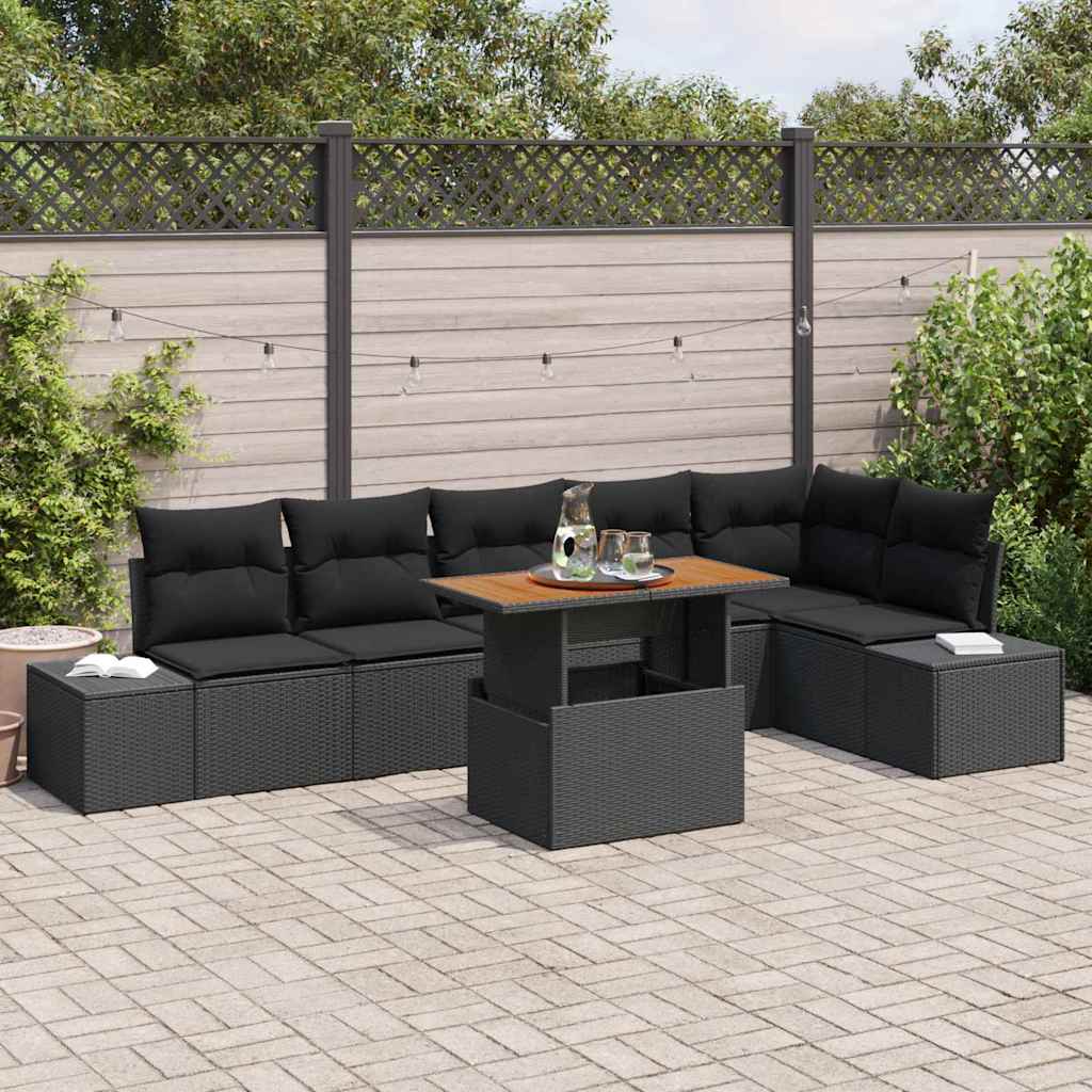 Tuinbankenset 7 st Zwart en Bruin