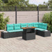Tuin Eetset 7 st 6-Aantal zitplaatsen Zwart en Blauwgroen