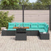 Tuin Eetset 7 st 6-Aantal zitplaatsen Zwart en Blauwgroen
