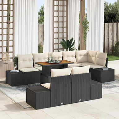 Tuinbankenset 9 st Zwart poly rattan