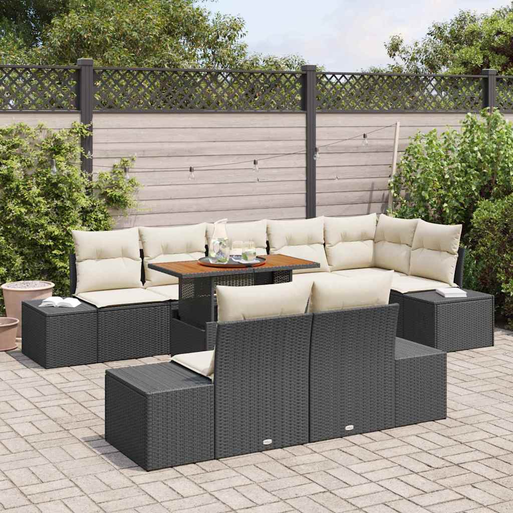 Tuinbankenset 9 st Zwart poly rattan
