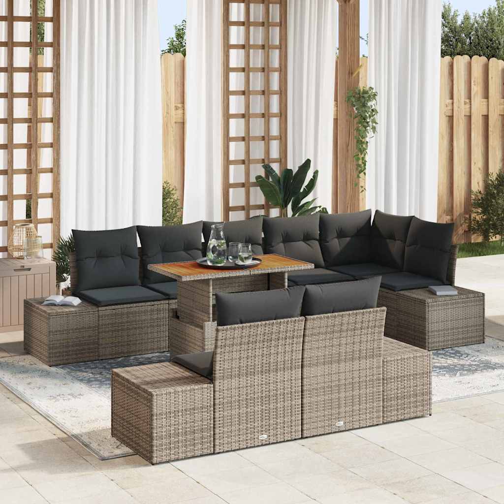 Tuinbankenset 9 st Grijs poly rattan