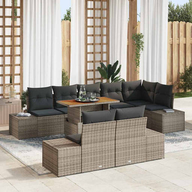 Tuinbankenset 9 st Grijs poly rattan