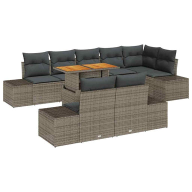 Tuinbankenset 9 st Grijs poly rattan