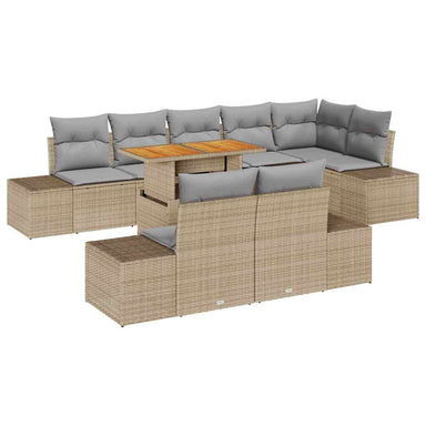 Tuinbankenset 9 st Beige poly rattan