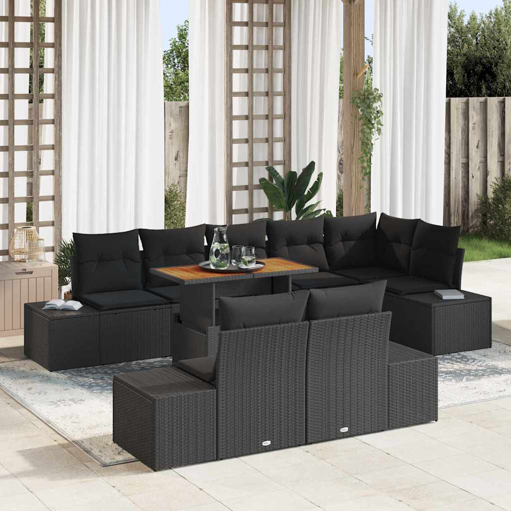 Tuinbankenset 9 st Zwart poly rattan