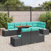 Tuin Eetset 9 st 8-Aantal zitplaatsen Zwart en Blauwgroen