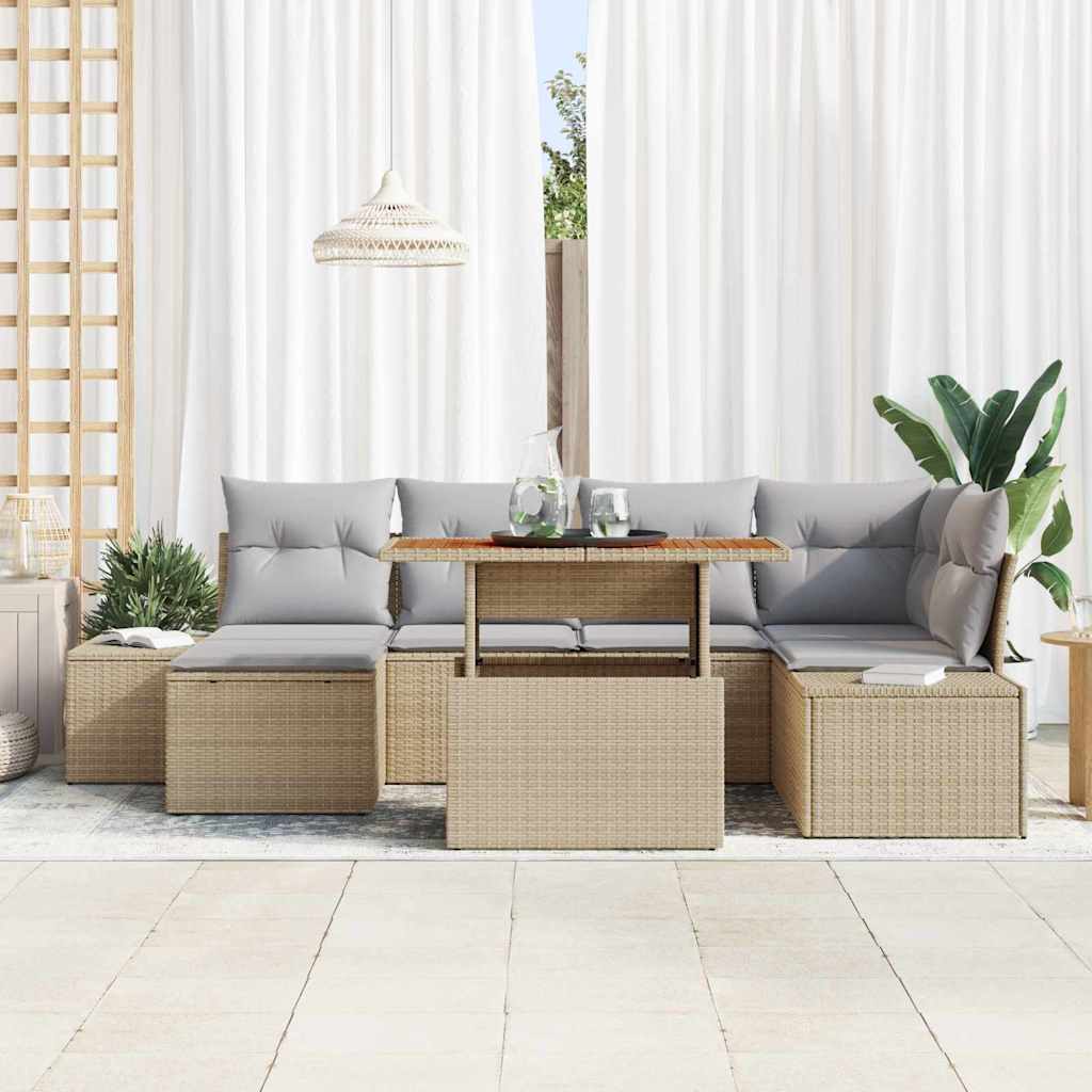 Tuinbankenset 7 st Beige en Grijs