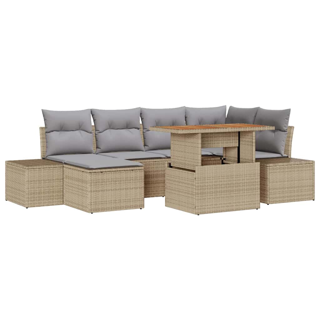 Tuinbankenset 7 st Beige en Grijs