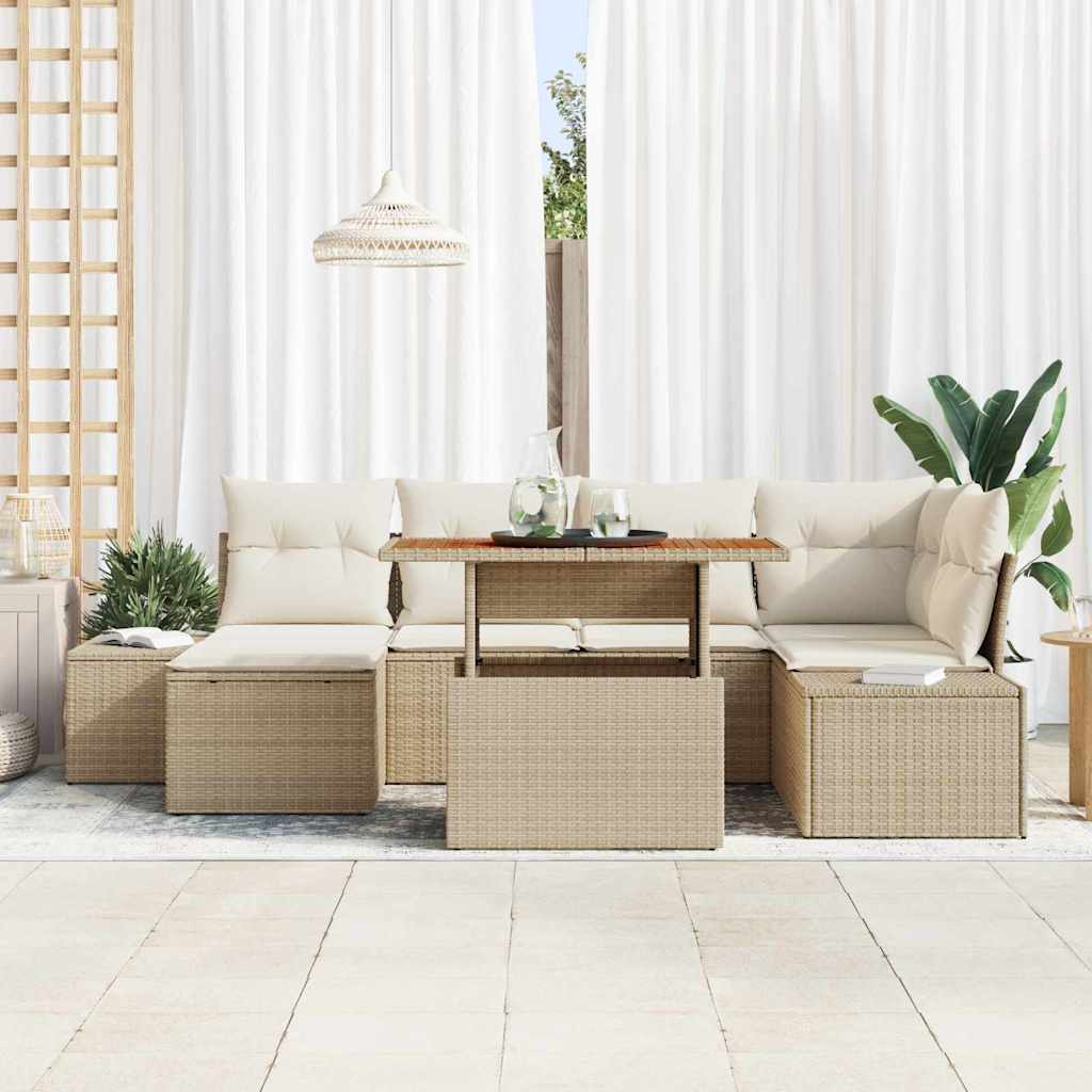 Tuinbankenset 7 st Beige en Crème