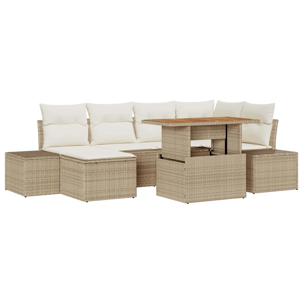 Tuinbankenset 7 st Beige en Crème