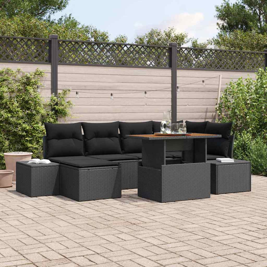 Tuinbankenset 7 st Zwart en Bruin