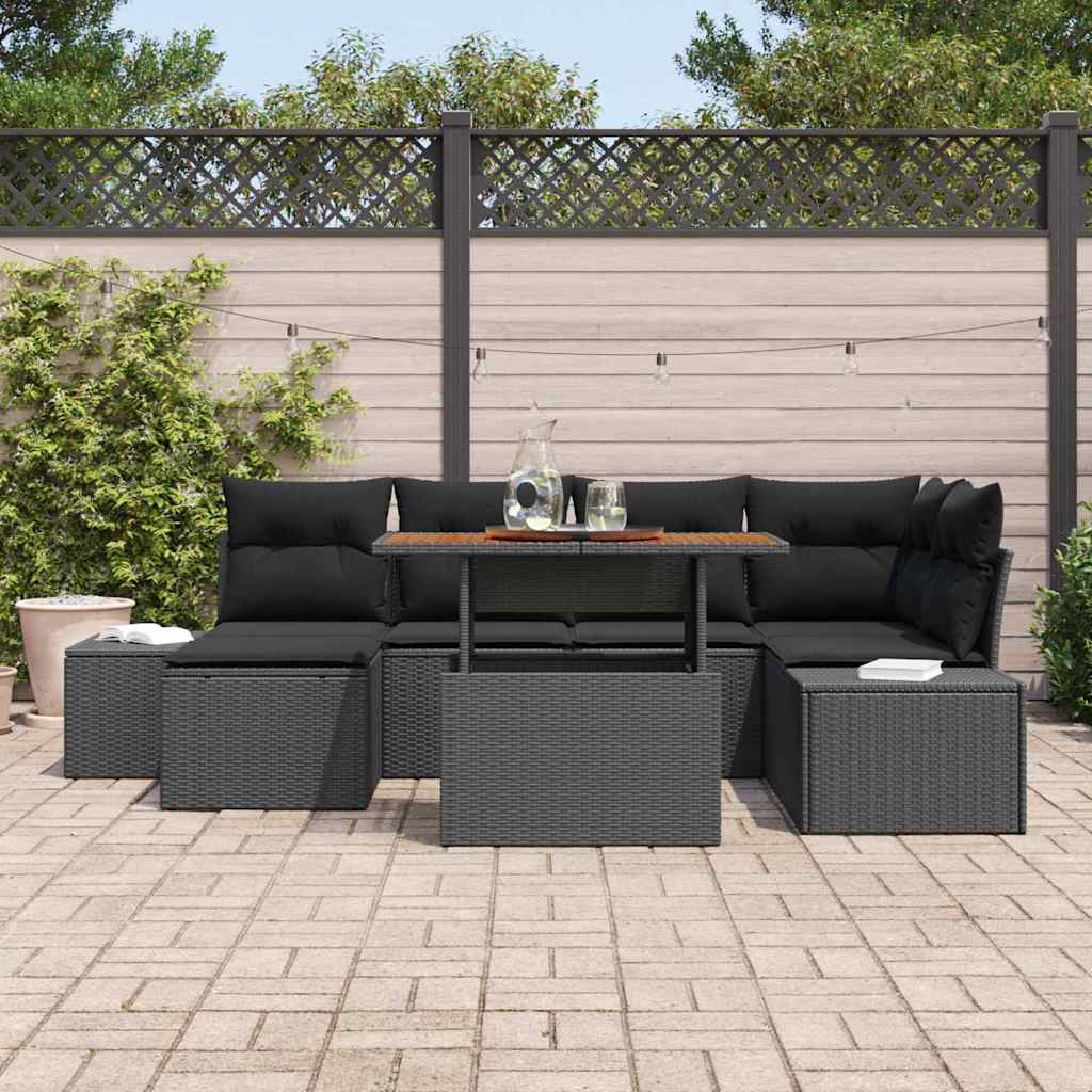 Tuinbankenset 7 st Zwart en Bruin