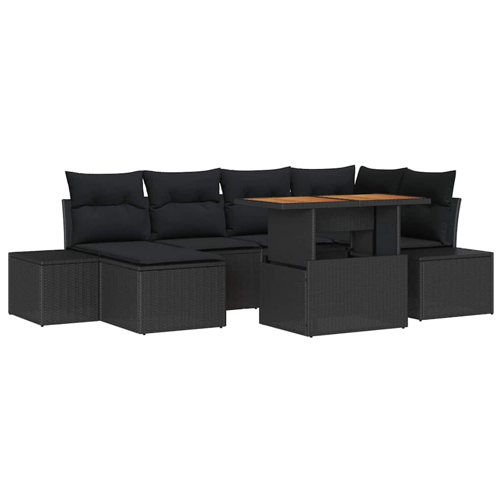 Tuinbankenset 7 st Zwart en Bruin