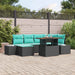 Tuin Eetset 7 st Zwart en Blauwgroen