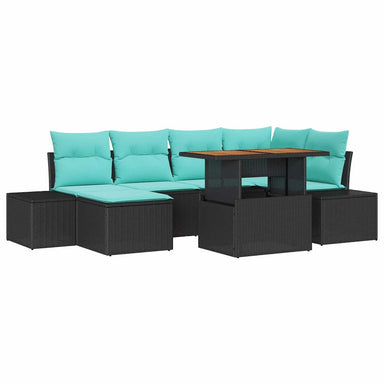 Tuin Eetset 7 st Zwart en Blauwgroen