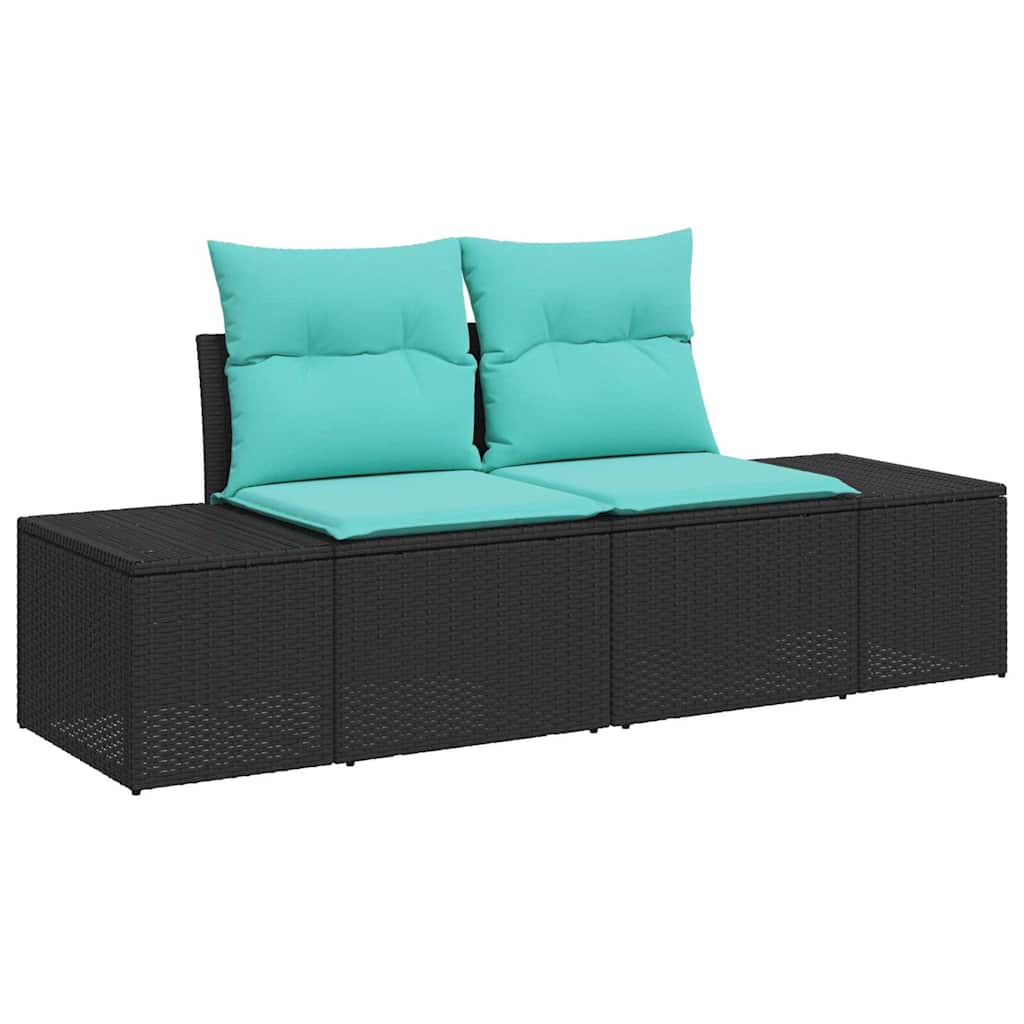 Tuin Eetset 7 st Zwart en Blauwgroen