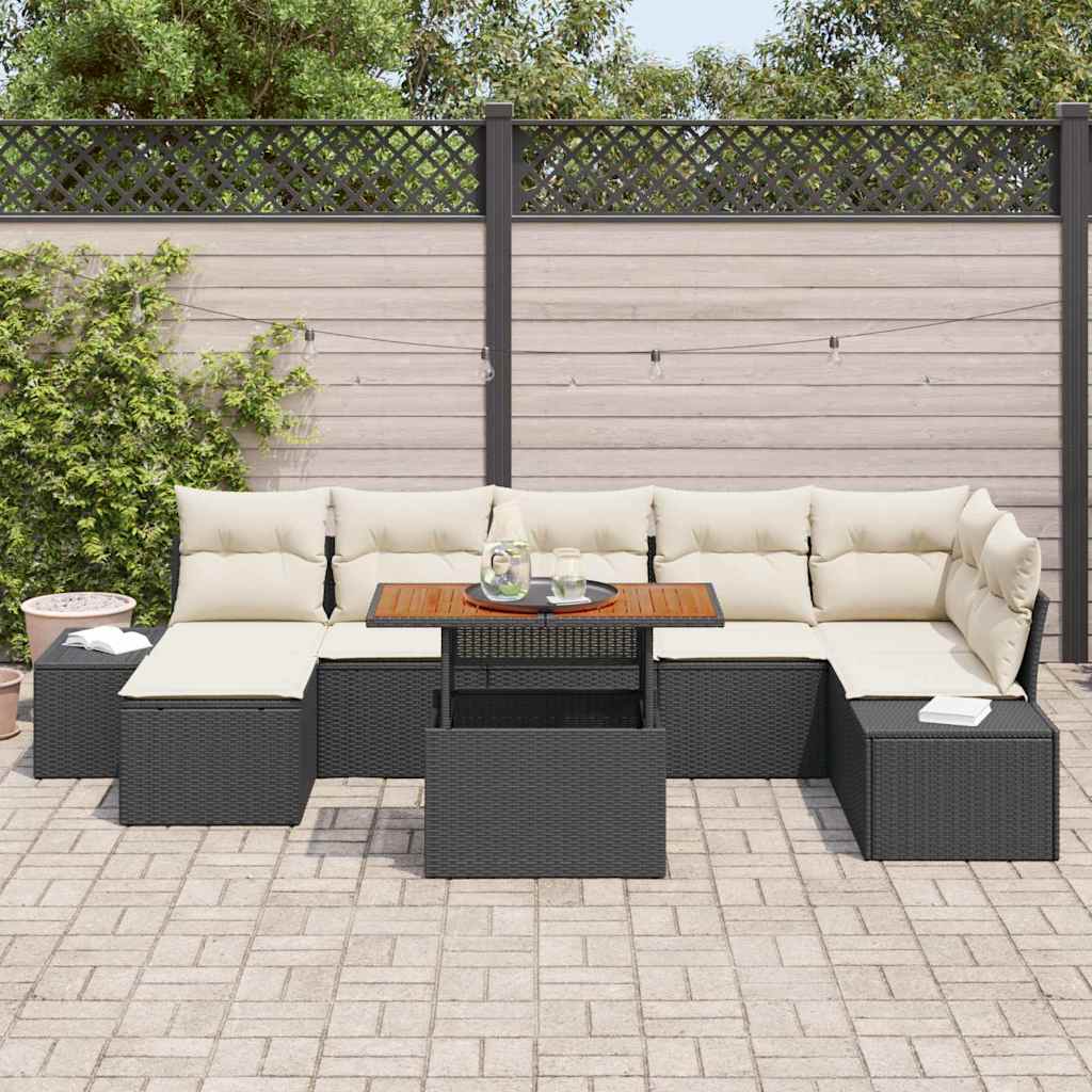 Tuin Sofa Set 8 st Zwart en Crème