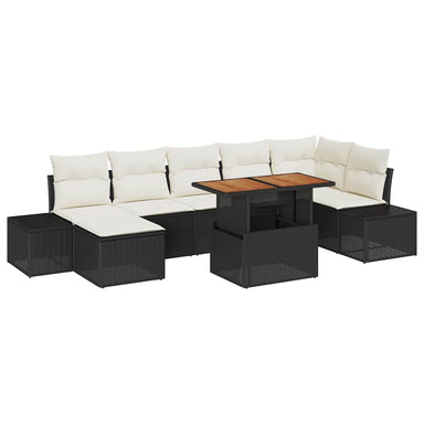 Tuin Sofa Set 8 st Zwart en Crème