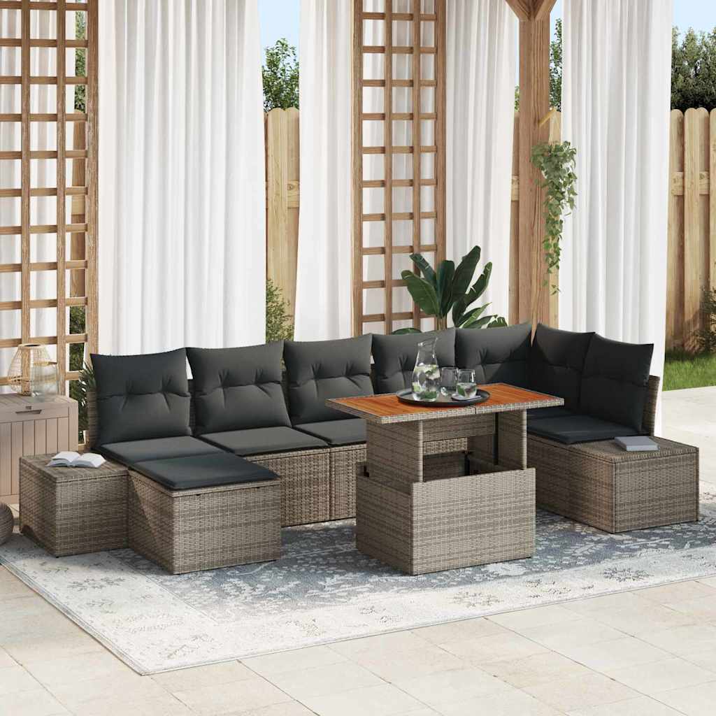 Tuin Sofa Set 8 st Grijs en Bruin