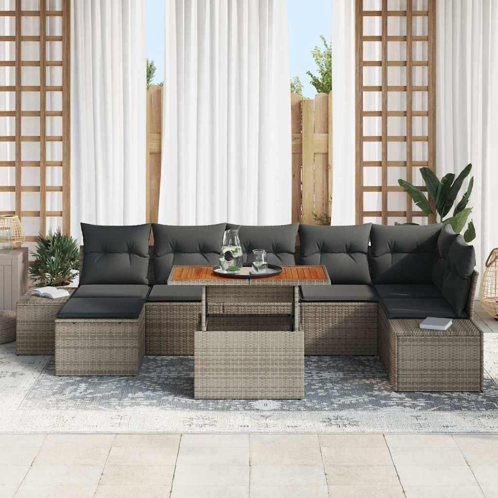 Tuin Sofa Set 8 st Grijs en Bruin