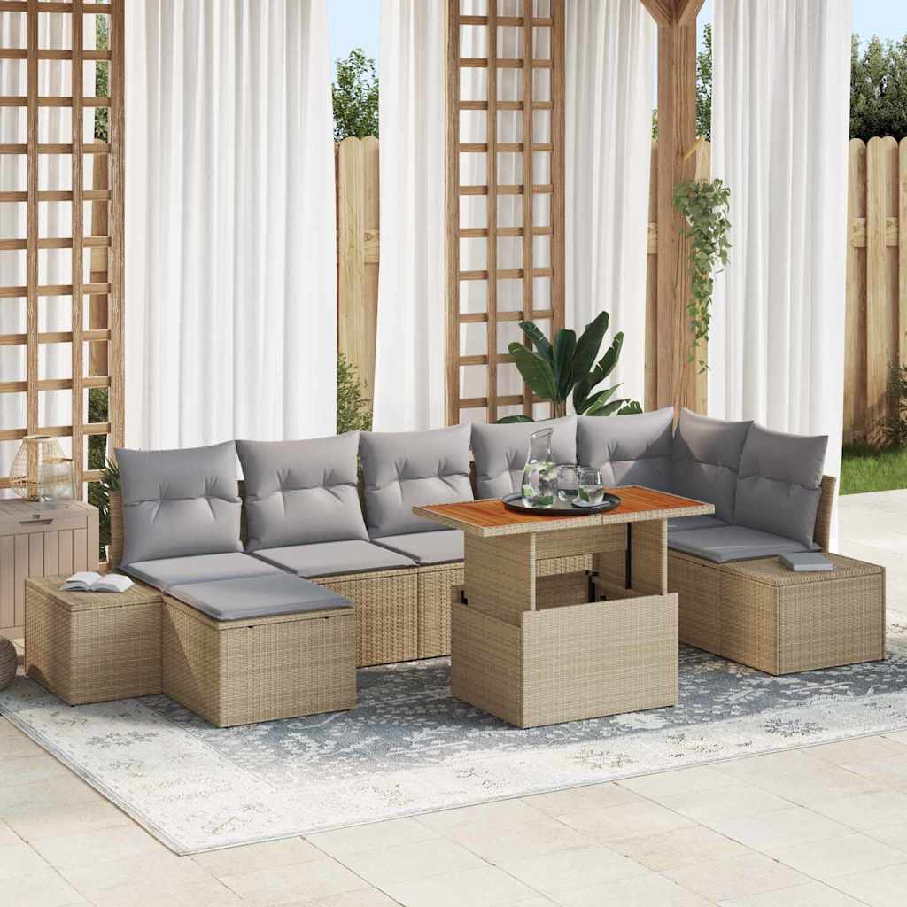 Tuin Sofa Set 8 st Beige en Grijs