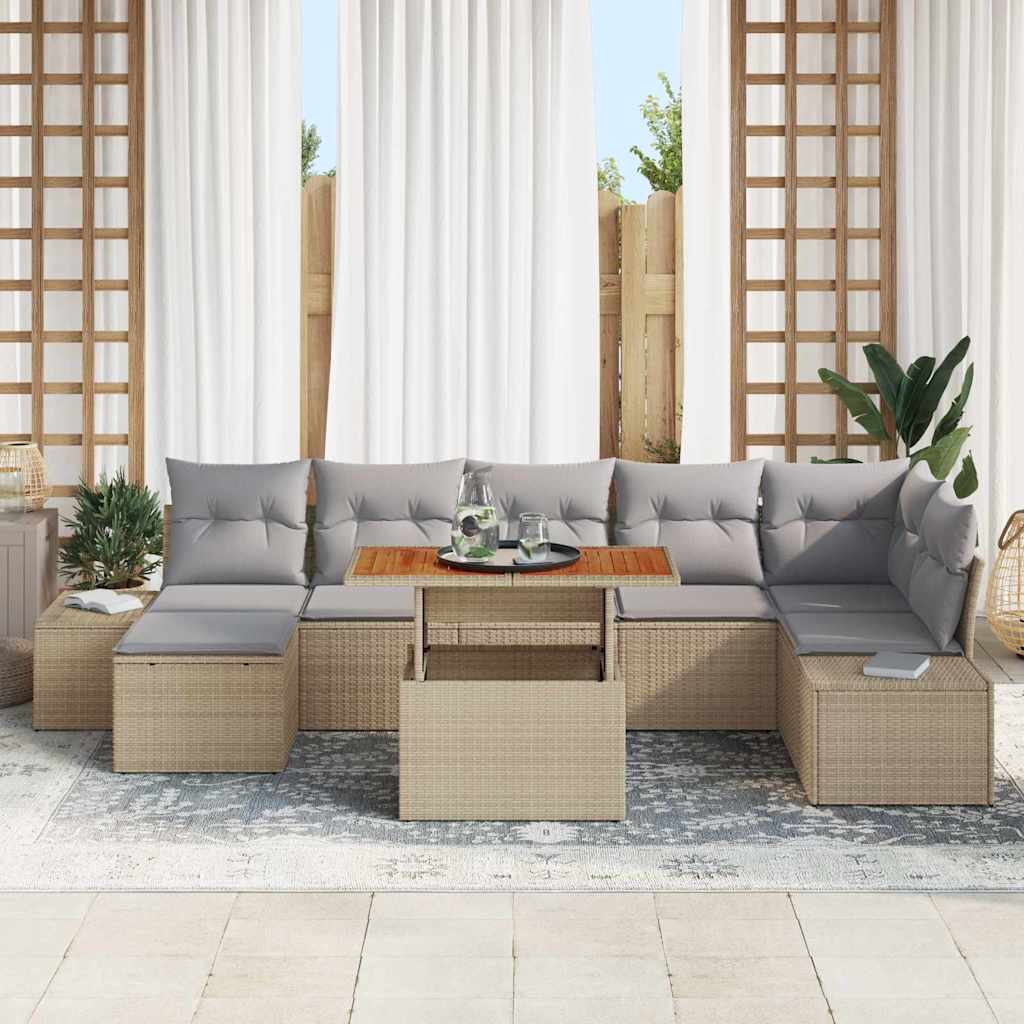 Tuin Sofa Set 8 st Beige en Grijs