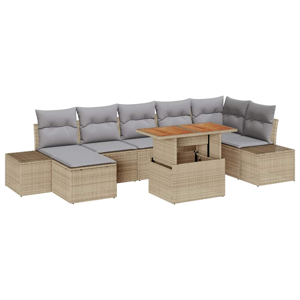 Tuin Sofa Set 8 st Beige en Grijs