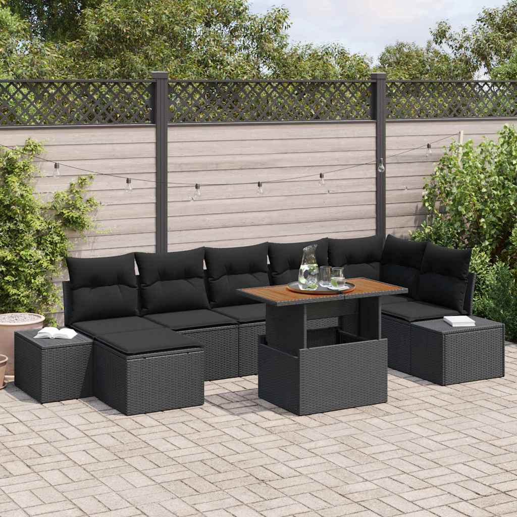 Tuin Sofa Set 8 st Zwart en Bruin