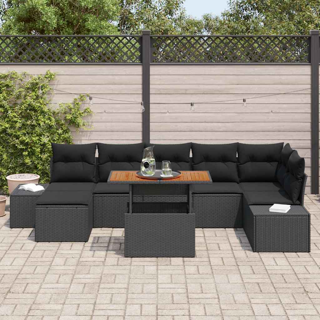 Tuin Sofa Set 8 st Zwart en Bruin