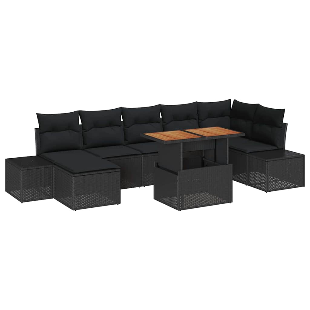 Tuin Sofa Set 8 st Zwart en Bruin