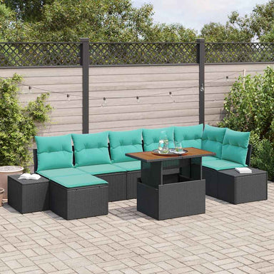 Tuin Sofa Set 8 st Zwart en Blauwgroen