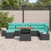 Tuin Sofa Set 8 st Zwart en Blauwgroen