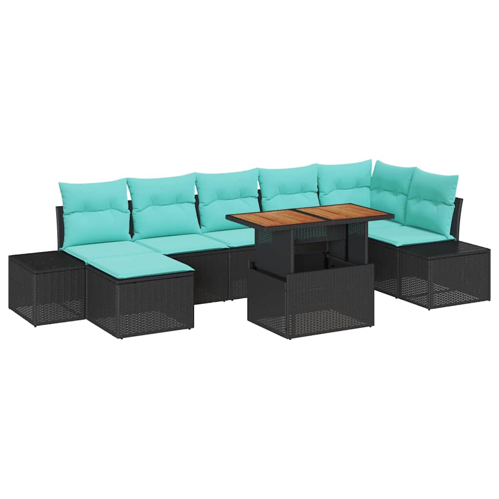 Tuin Sofa Set 8 st Zwart en Blauwgroen