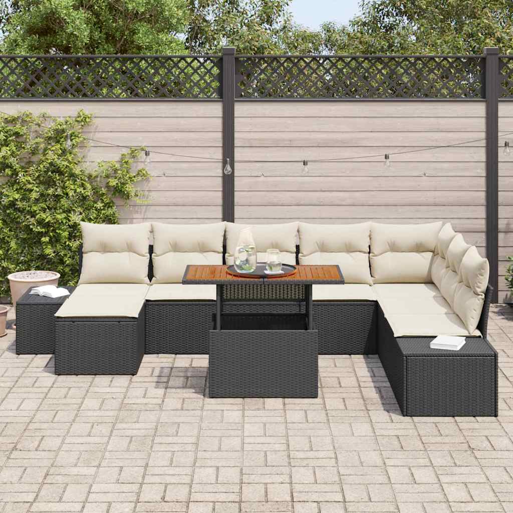 Tuinbankenset 9 st Zwart poly rattan