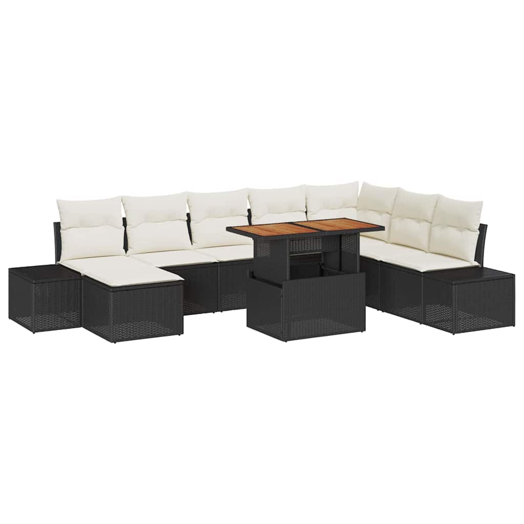 Tuinbankenset 9 st Zwart poly rattan