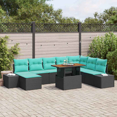 Tuin Sofa Set 9 st Zwart en Blauwgroen
