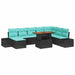 Tuin Sofa Set 9 st Zwart en Blauwgroen